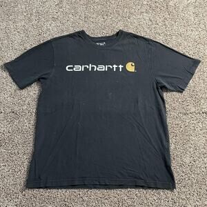 Carhartt Shirt Mens Large Black Loose Fit Spell Out Logo Graphic Workwear Tee